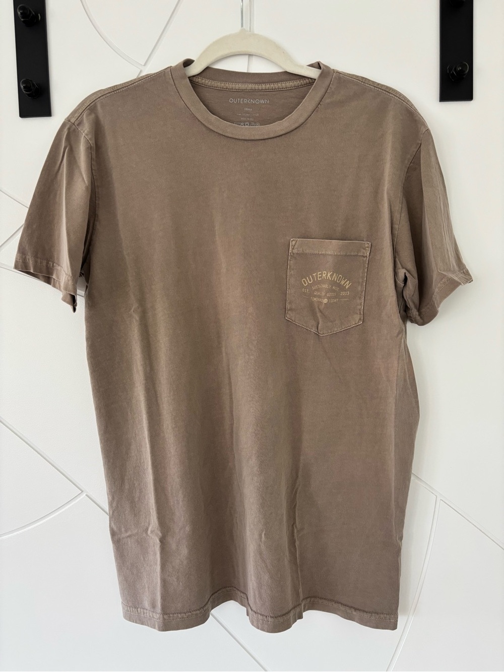 Outerknown Short-Sleeve Pocket Tee in Taupe Brown